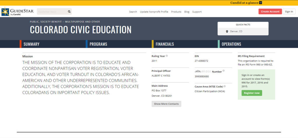 Colorado Civic Education Screenshot